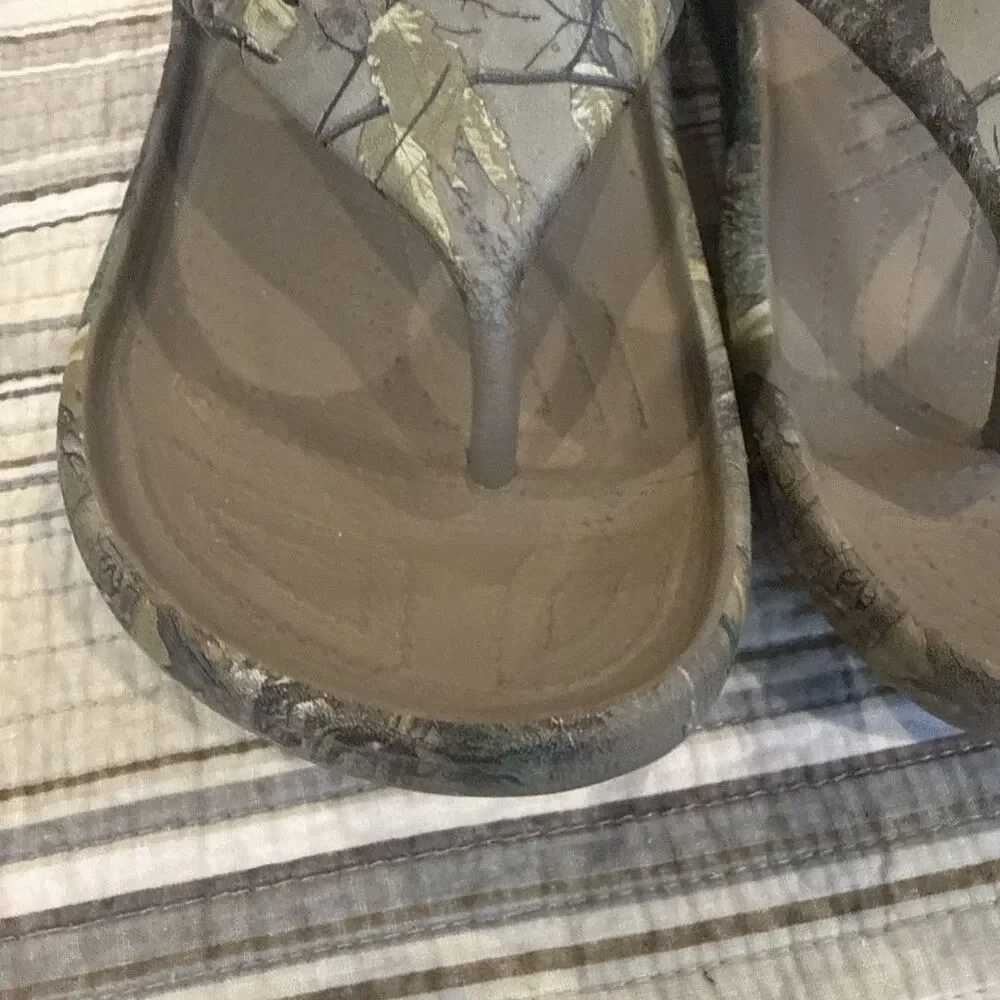 Crocs Flip Flop Brown Realtree Camo Advantage Thong Classic Sandals Mens Size 12